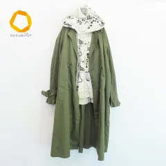 ScoLar スカラー 2way トレンチコート ロングコート パーカー付き きのこ総柄  835618i