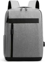 Fuji-cellar 薄型リュック 薄さ11cm USB接続可能 軽量 防水 ノートパソコン タブレット 使いやすい 縦チャック(グレー,  小)