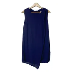 アディアム ネイビー ノースリーブ ワンピース　サイズ0 小さいサイズ 綿混裾切替ノースリーブワンピース 低身長さん