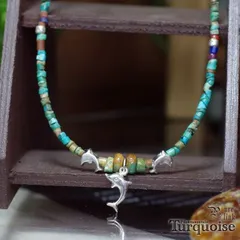 三匹のイルカ＊ターコイズネックレス《シルバー925／天然石／ハンドメイド》