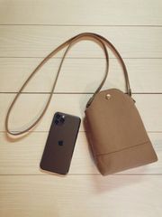 倉敷帆布　スマホポシェット　　スマホショルダー　スマホポーチ　　（ブラウン）