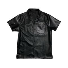 LAST NEST / faux leather switching s/s shirts