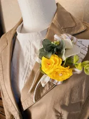 黄色の可愛いコサージュ　アンティーク風　ワンピースに…入園式