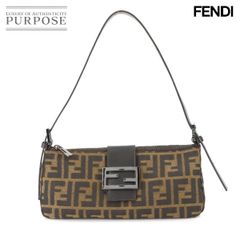 新品同様 フェンディ FENDI ズッカ柄 マンマバゲット ショルダー バッグ キャンバス レザー ブラウン 8BR034 シルバー 金具 90286314