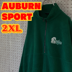 【ヴィンテージ】AUBURN SPORT　フリース　刺繍ロゴ　2XL　グリーン　US古着　MTFL2310-152