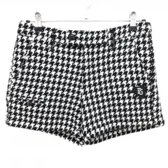 【超美品】パーリーゲイツ ニットショートパンツ 黒×白 千鳥格子 ウール100％ レディース 2(L) ゴルフウェア PEARLY GATES