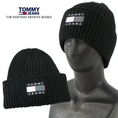 海外限定 TOMMY JEANSトミージーンズ モノグラムパッチビーニー プレゼント 男女兼用 小物 雑貨 オールシーズン シンプル 刺繍パッチロゴ 帽子 ユニセックス ニット帽 暖かい