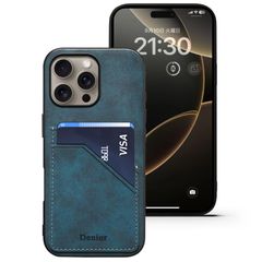 【人気商品】Max 用 ケース 手帳型 背面ポケット付き Pro 2枚カード収納 軽量 薄型 耐衝撃 iPhone16 PU+TPU素材 男性 女性 スマホケース(ブルー)