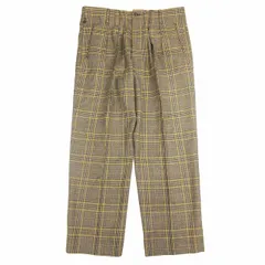 美品 ポールスミスコレクション PAUL SMITH COLLECTION ウール チェック 2タック スラックス パンツ テーパード ワイド トラウザー ボトムス XL 黒 ブラック ブラウン系 黄 ■M40 メンズのサムネイル
