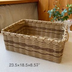 クラフトバンドかご 引き出し付きウッドボックス（カフェオレver