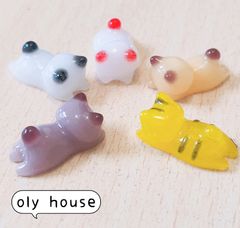 ぐで猫シリーズ　カラー5匹セット　レジン　デコパーツ