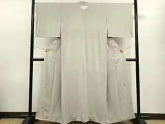 松尾光琳 落款入 訪問着 一つ紋 縫い紋 琳派 枝垂れ桜 銀彩 正絹 X258 松尾光琳 落款入 訪問着 一つ紋 縫い紋 琳派 枝垂れ桜 銀彩 正絹