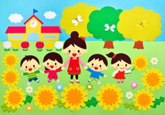 ★壁面飾り 標準サイズ （横80cm※サイズ変更可能）「たんぽぽみつけたよ！」 ３月 ４月 ５月 春 幼稚園 保育園 学校 病院 施設 知育 店舗★