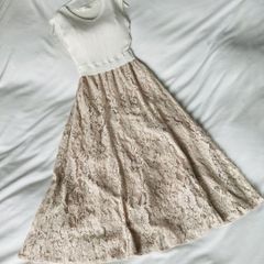 マジェスティックレゴン　ニット＆レース　ワンピース ロング