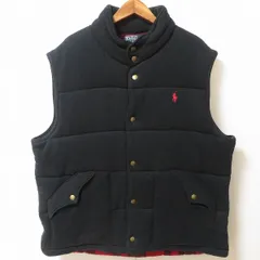 #wnc ポロラルフローレン POLO RALPH LAUREN ベスト ジレ XL 紺 中綿 スナップボタン ロゴ メンズ [940266]