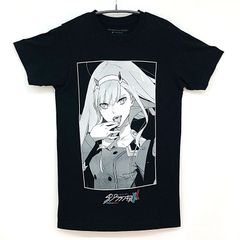 헌 옷 미품 DARLING in the FRANXX 달링 인 더 프랑키스 제로 투 티셔츠 코튼 100% 블랙 가슴 프린트 XS