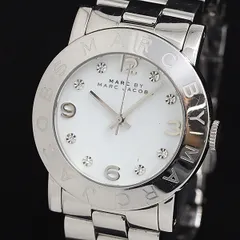 稼動 マークバイマークジェイコブス QZ MBM3054 ホワイト文字盤 ラウンド 石付き シルバー メンズ腕時計 2000000 NSK OMI