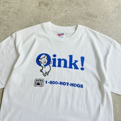 90s Pig Oink! HOT DOGS Printed T-shirt ブタ オインク ホットドック フードロゴ 企業ロゴ アニマル Tシャツ TEE