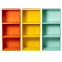 新品】カラーボックス3段 3個セット（コーラルレッド）3段ボックス