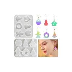 Voyyphixa シリコンモールド クリスマステーマ 2セット ジンジャーマン クリスマスツリー DIY 手作り ギフト キーホルダー チャーム アクセサリー UVレジン 型 通し穴付き (クリスマス2セットB) 0