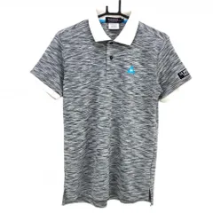 ★値下げ★ルコック 半袖ポロシャツ 白×ネイビー かすれボーダー メンズ M ゴルフウェア le coq sportif