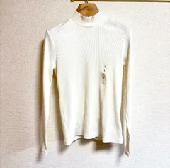 【新品・タグ付き】UNIQLO ユニクロ リブハイネックT 長袖 リブ編み ホワイト L