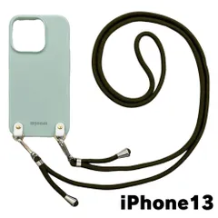 【新品未使用】iPhone13 アイフォン13 ケース(くすみグリーン/カーキ)ひも TPU カバー ストラップ myones 斜め掛け zmyones002-ps1-st25-iphone13-gr-khaki