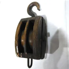 大きな滑車アンティーク強力ローププーリー元々茅葺き屋根の2階に設置