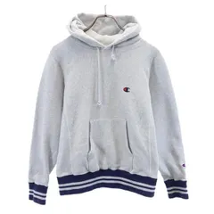 チャンピオン 青単 復刻 リバースウィーブ ロゴ刺繍 スウェットパーカー S グレー系 Champion 裏起毛 長袖 メンズ 【中古】  【230128】 【PD】