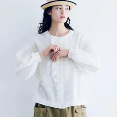マガリベルギーリネンクラシックブラウスフリルヨークフリルネック