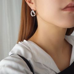 ピアス ジルコニア 両耳用 キュービックジルコニア 真鍮 シルバーポスト オフィス スーツ カジュアル スーツ レディース ジュエリー アクセサリー 韓国アクセサリー 307P シースキー【seasukii】