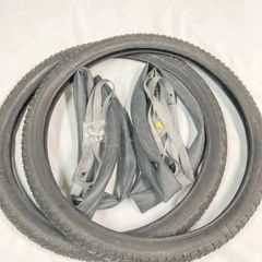 【訳ありタイヤ・チューブ2本セット】22インチ MTBタイヤ  22×1.75 H/E ブラック ブロックタイヤ  タイヤチューブセット　２本セット