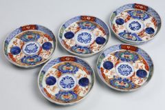 827 色絵　花　鶴　古伊万里　伊万里焼　骨董　アンティーク　小皿　5客セット