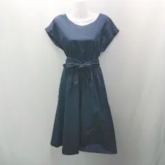 ◇ ◎ laboratory work ラウンドネック 裏地あり ウエストゴム 綺麗め ロング ワンピース サイズM ネイビー レディース E  【1308290066638】