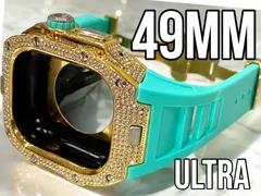 Apple Watchラバーバンドベルト　49 ultra ウルトラ　カバーケースセット　キラキラ　ジルコニア 22