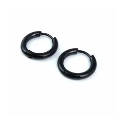 フープピアス  ブラック　メンズ レディース 6サイズ 両耳セット　リングピアス シンプル 中折れ   黒 細め 大きめ 小さめ 小ぶり ノンアレルギー