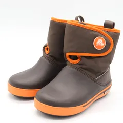 クロックス スノーブーツ ウィンターブーツ アウトドア シューズ 子供 靴 女の子 キッズ 男の子用 C12サイズ ブラウン crocs 【中古】
