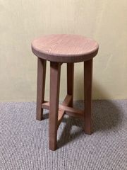 天然木　手作り丸型ブラウンスツール