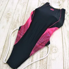 SE2-W84☆arenaアリーナ競泳水着 L レーシングバック 背中開き 黒 蛍光ピンク レディース 練習用水着 フィットネスジムプール ワンピース■