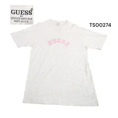 TS00274 usa 製ゲスGUESS 古着刺繍プリント半袖Tシャツ グレー