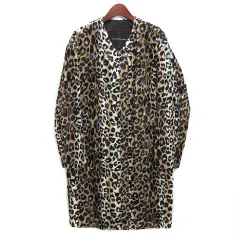 ダブルスタンダードクロージング ダブスタ DOUBLE STANDARD CLOTHING エコファー レオパード ヒョウ柄 ノーカラー コート キャメル 36のサムネイル
