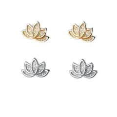 ピアス レディース 花 フラワー 蓮 かわいい 小さめ スタッドピアス ゴールド シルバー 銀999 金属アレルギー対応 耳飾り ギフト プレゼント QYHH045