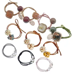 【在庫セール】ヘアゴム 10点 セット パール ビーズ 大人 シュシュ ヘアアクセサリー 上品 カジュアル オフィス 髪留め おしゃれ春 夏 秋 (Aset)