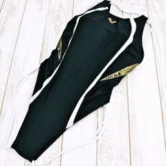 SE2-Z99☆arenaアリーナ競泳水着 XL *大きいサイズぽっちゃりふくよか オープンバック 黒白 ゴールドプリント  レディース 練習用水着 フィットネスジムプール ワンピース■