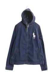 【お得なクーポン配布中!】 ビッグポニー ポロ ラルフローレン フルジップ フード パーカー ジャケット メンズ L / 古着 ヨットパーカー ブルゾン コットン ネイビー