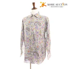 ■ エトロ シャツ 長袖 トップス ペイズリー柄 コットン100％ メンズ L ブルー グリーン系