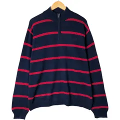 古着 チャップス CHAPS ボーダー柄 コットンニットハーフジップセーター メンズL相当/eaa577815