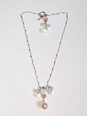 ピンクパール＆クリスタルハートネックレス