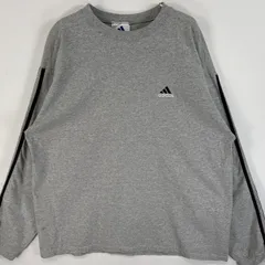 古着 90's/90年代 アディダス adidas 長袖Tシャツ パフォーマンスロゴ 3ストライプ 厚手 L  グレー系 無地 メンズ