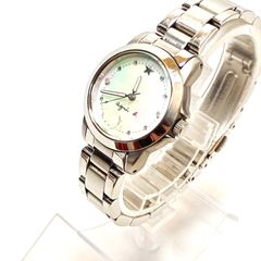 【稼働品】agnes b. アニエスベー 　腕時計　石付　ピンクシェル　7N82‐0BM0　3針　ラウンド　デイト